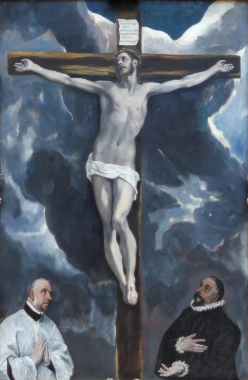 Kristus på korset tilbedt av to donorer - El Greco