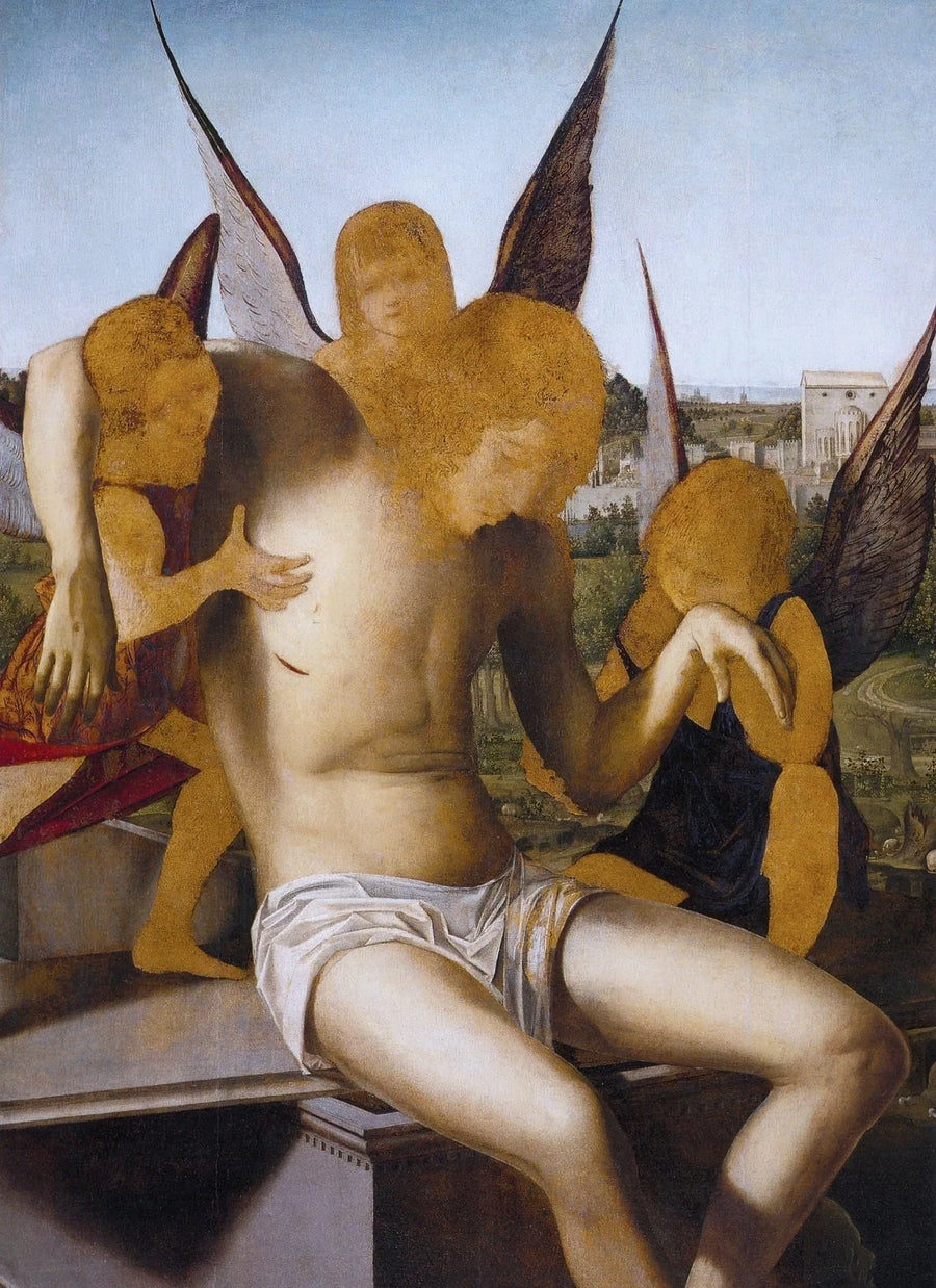 Kristus død støttet av tre engler - Antonello de Messine