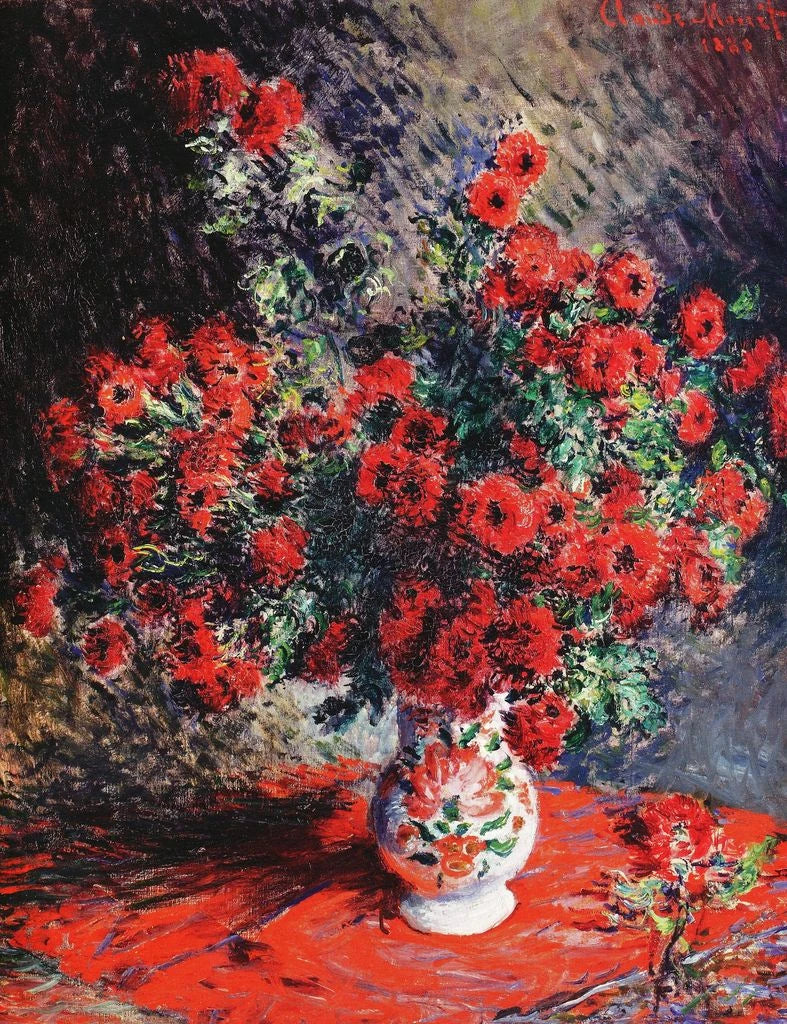 Røde krysantemum W635 - Claude Monet