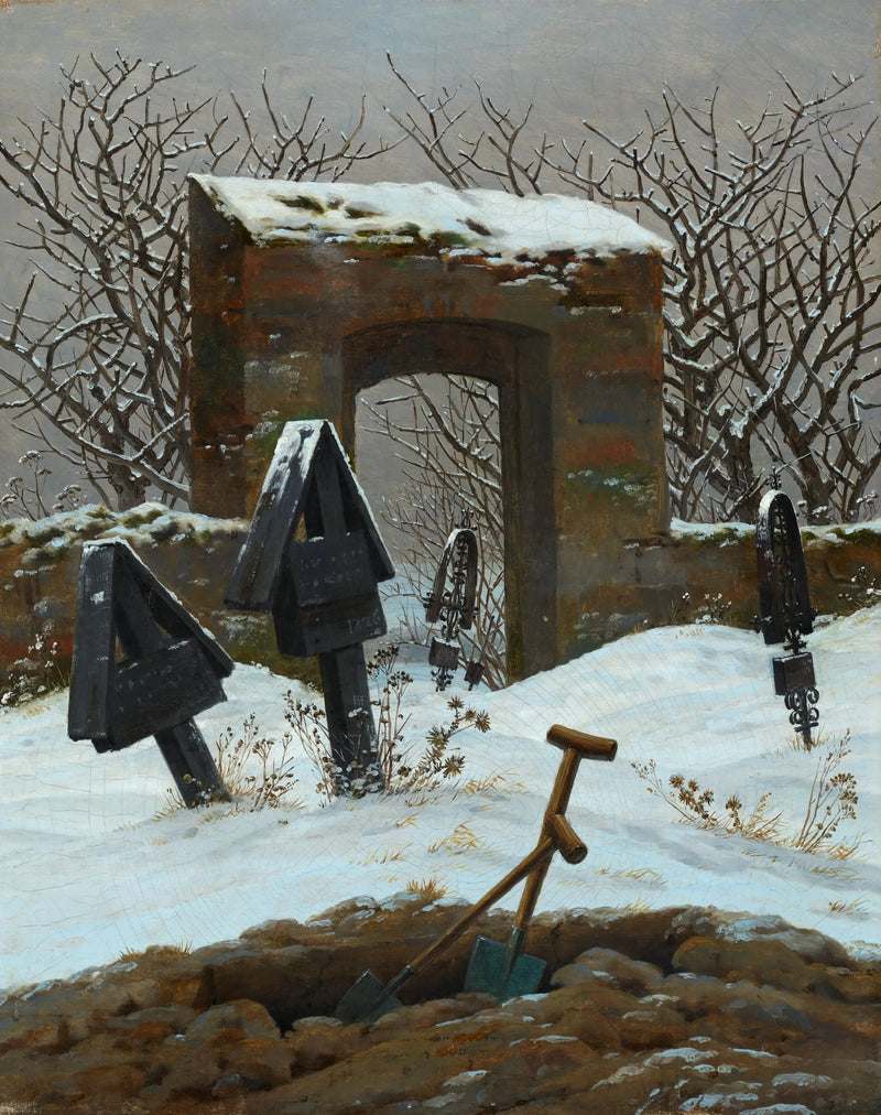 Kirkegård under snøen - Caspar David Friedrich