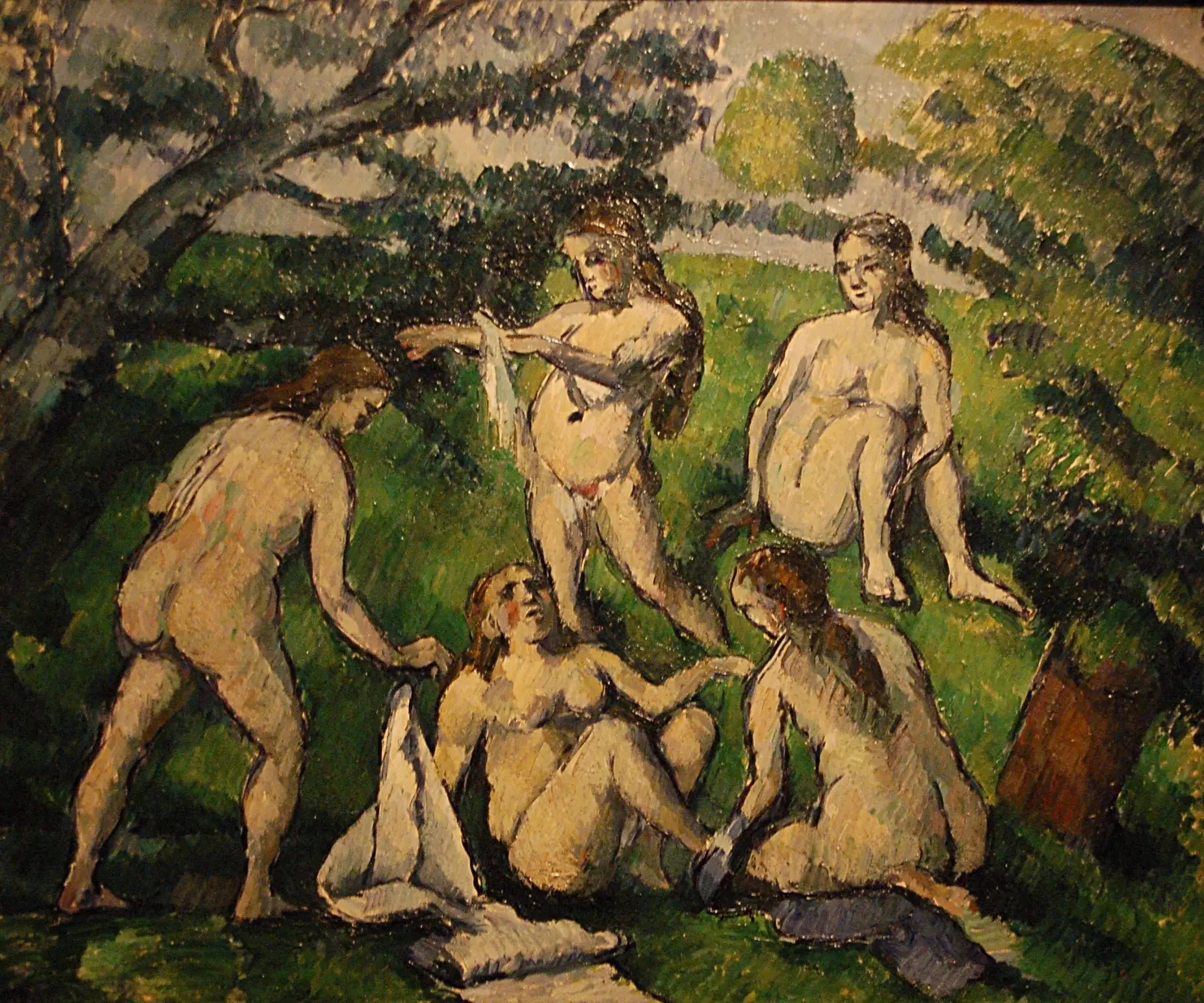 Reproduction du tableau « Cinq baigneuses - Paul Cézanne » par Alpha Reproduction en peinture à l’huile