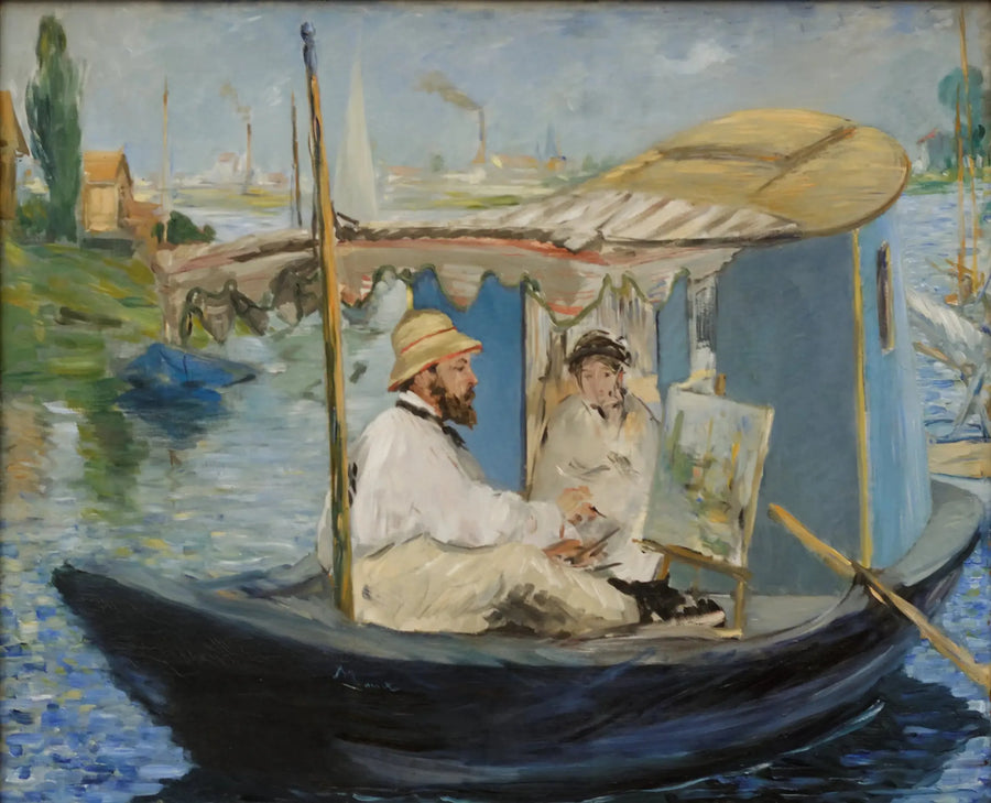 Claude Monet maler i sitt atelier - Édouard Manet