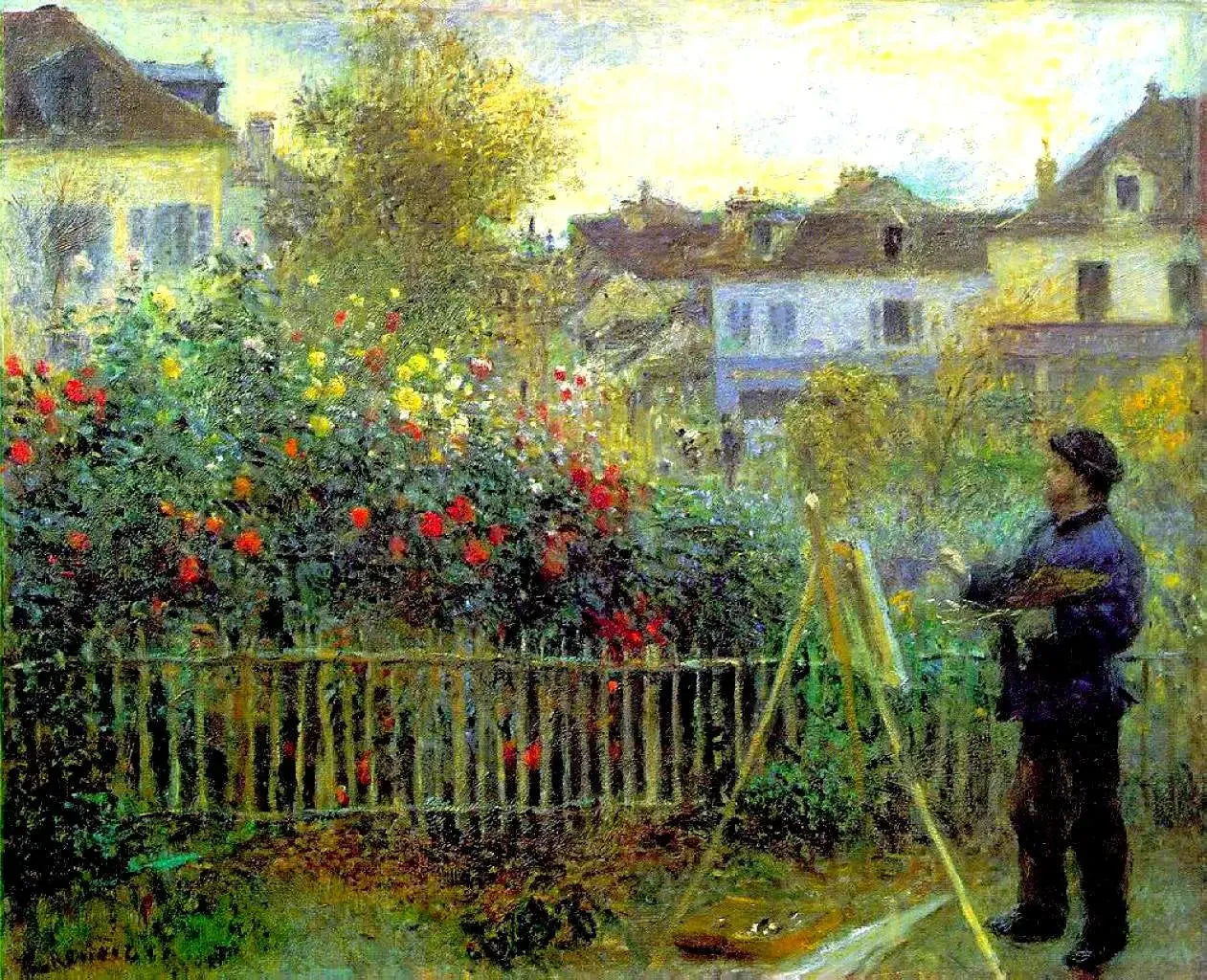 Claude Monet peignant dans son jardin à Argenteuil - Pierre-Auguste Renoir image 1 tableau peint à l’huile sur toile