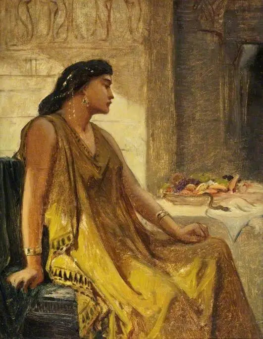 Kleopatra og aspiken - Edward Poynter

Source:
Cléopâtre et l'Aspic - Edward Poynter