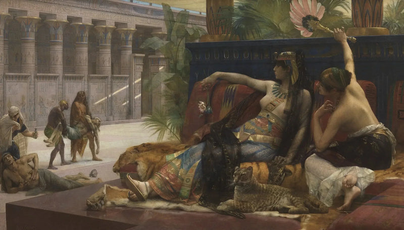 Kleopatra pålegger giftstoffer til dødsdømte - Alexandre Cabanel

Source:
Cléopâtre impose des poisons sur des condamnés à mort - Alexandre Cabanel