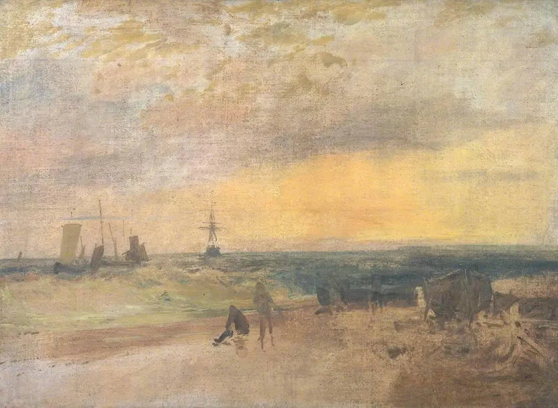 Kystlandskap med fiskere og båter - J. M. W. Turner