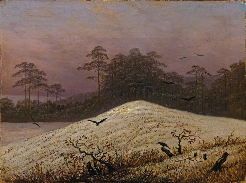 snødekt ås med kråker - Caspar David Friedrich