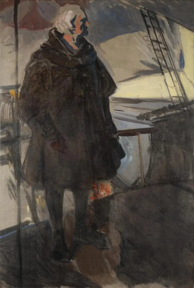 Colomb som forlater Palos (profil til høyre, ansikt mot akterenden) - Joaquín Sorolla