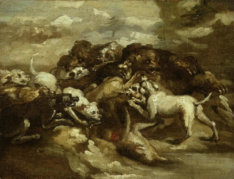 Kamp mellom hunder og bjørner - Théodore Géricault