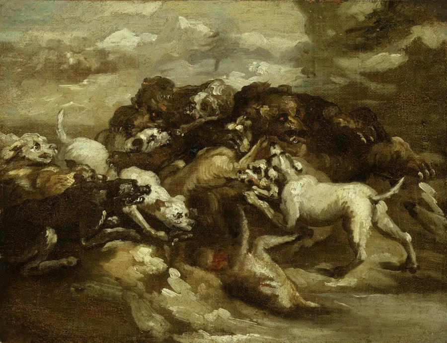 Kamp mellom hunder og bjørner - Théodore Géricault