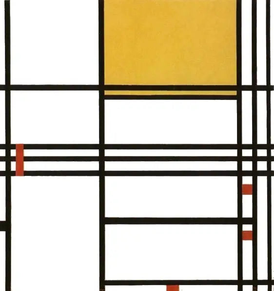 Komposisjon 9 med svart, hvitt, gult og rødt - Piet Mondrian