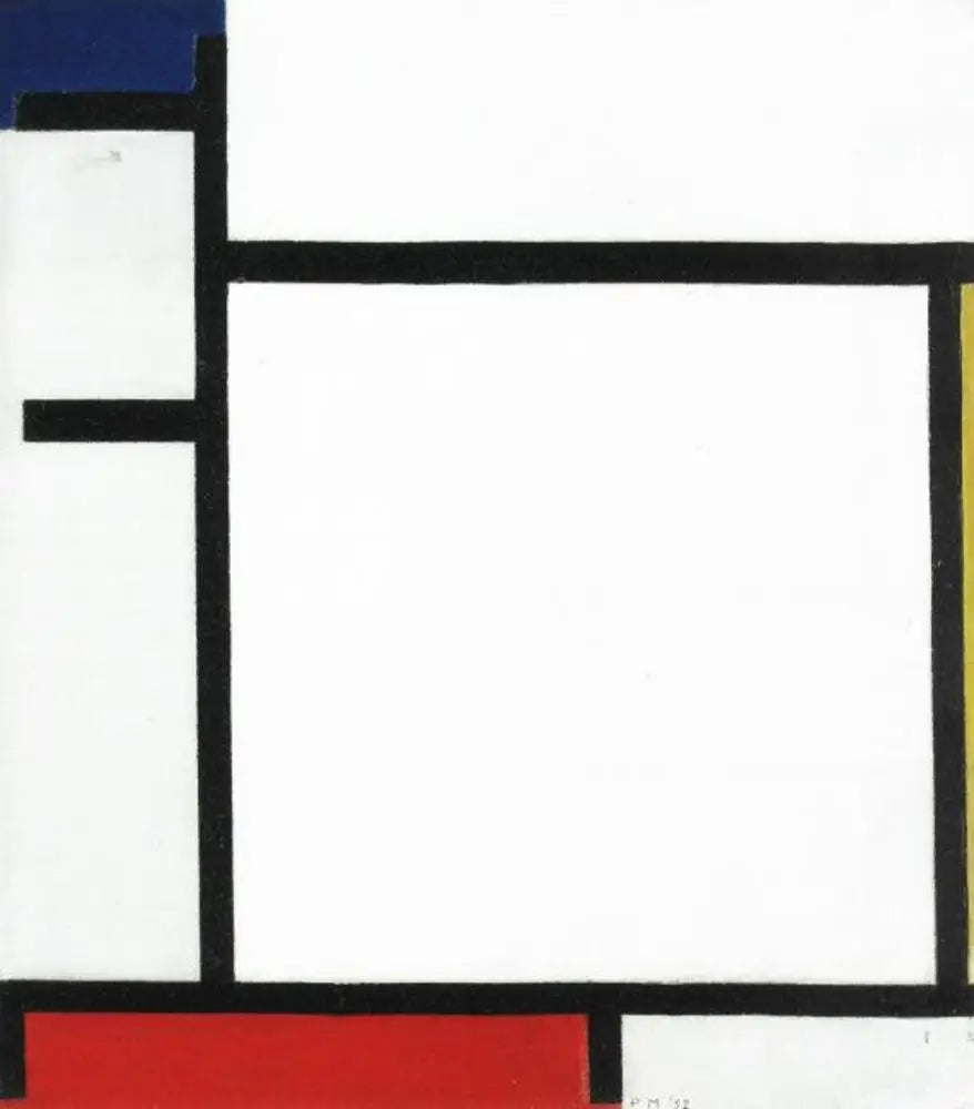 Composition avec du bleu, du jaune, du rouge et du gris - Piet Mondrian image 1 reproduction de peinture à l’huile