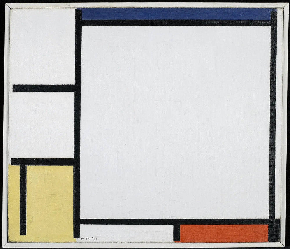 Composition avec du bleu, du rouge, du jaune et du noir - Piet Mondrian image 1 copie peinte à la main à l’huile