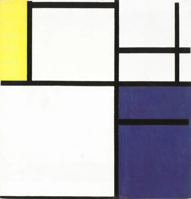 Komposisjon med gult, blått og blå-hvitt - Piet Mondrian