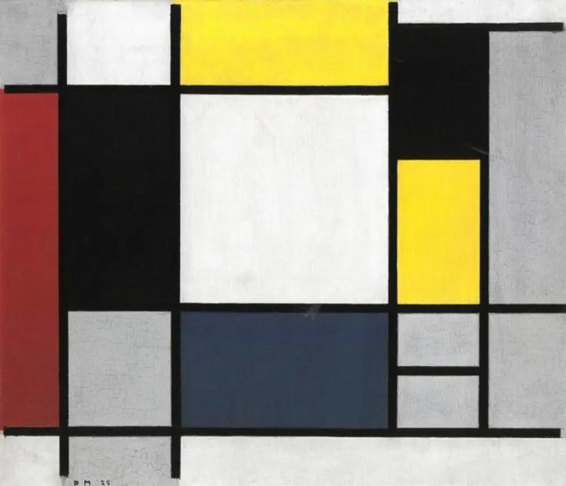 Komposisjon med gult, rødt, svart, blått og grått - Piet Mondrian