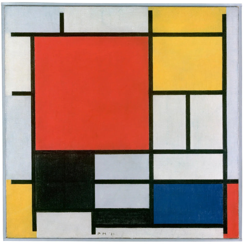 Komposisjon med stort rødt, gult, svart, grått og blått - Piet Mondrian