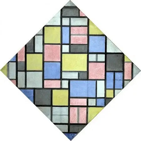 Komposisjon med raster 6: resultat, komposisjon med farger - Piet Mondrian