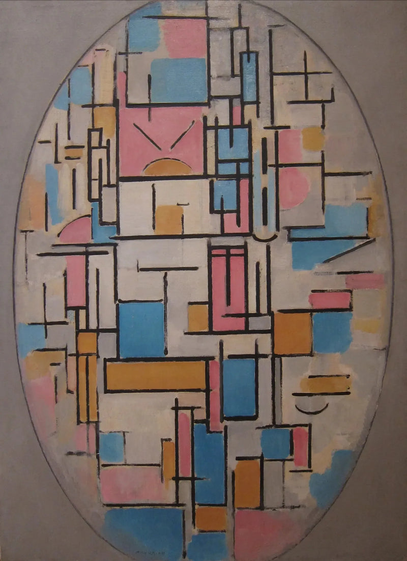 Komposisjon i en oval med fargeplan 1 - Piet Mondrian