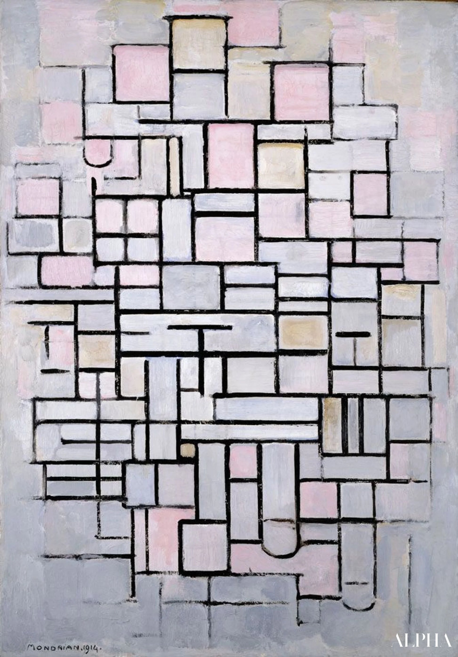 Komposisjon nr. IV eller komposisjon 6 - Mondrian - Reproduksjoner av malerier og høykvalitets malerier