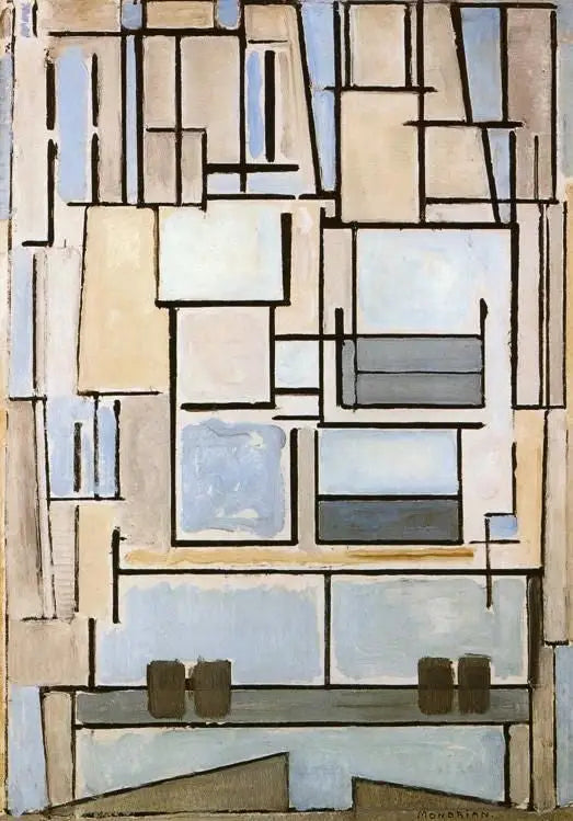 Komposisjon nr. VI, Komposisjon 9 (Blå fasade) - Piet Mondrian