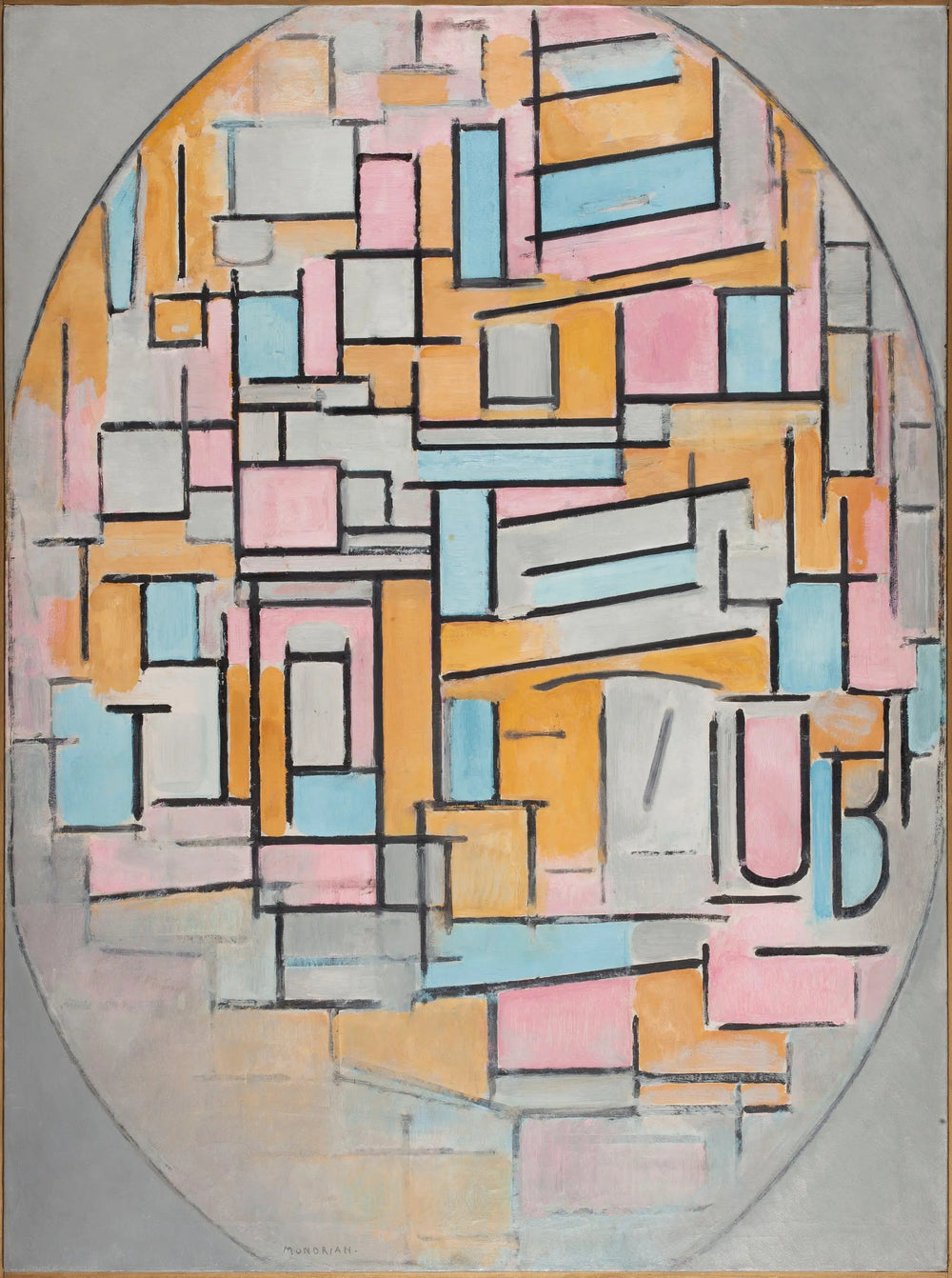 Composition ovale avec panneaux de couleur 2 - Piet Mondrian image 1 reproduction de peinture à l’huile