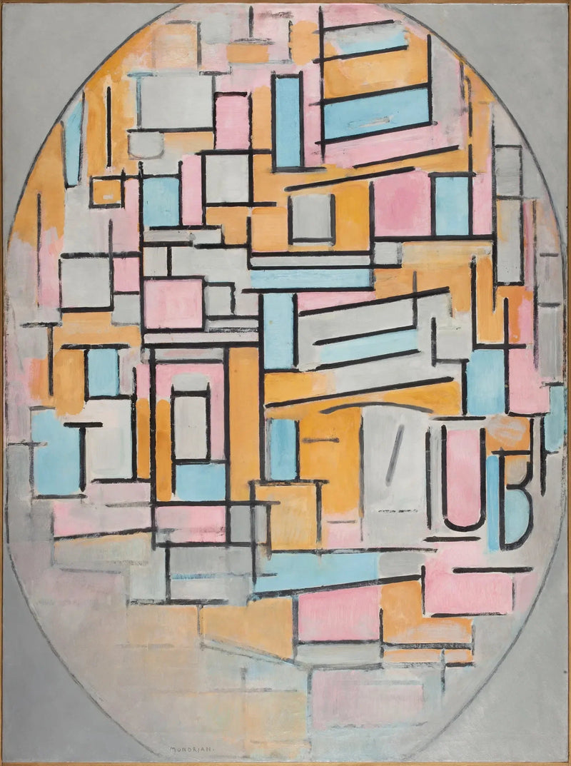 Oval komposisjon med fargepaneler 2 - Piet Mondrian