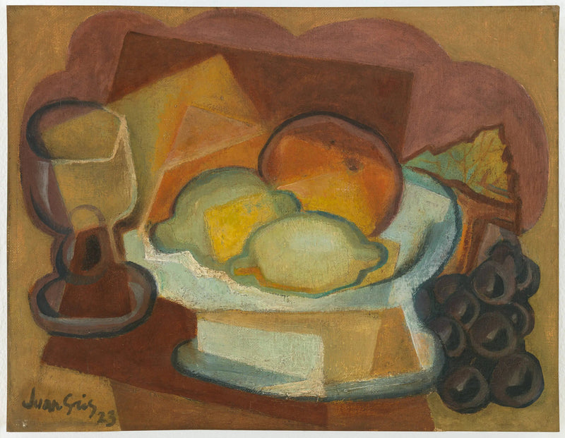 Fruktskål og glass (Dødt liv med sitroner) - Juan Gris