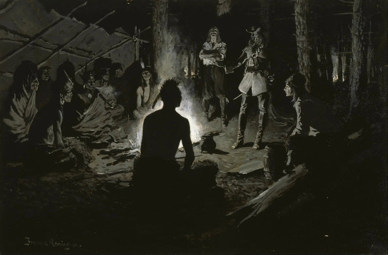 Råd fra franske oppdagelsesreisende med indianere - Frederic Remington

Source:
Conseil des explorateurs français avec les Indiens - Frederic Remington