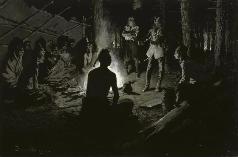 Råd fra franske oppdagelsesreisende med indianere - Frederic Remington

Source:
Conseil des explorateurs français avec les Indiens - Frederic Remington