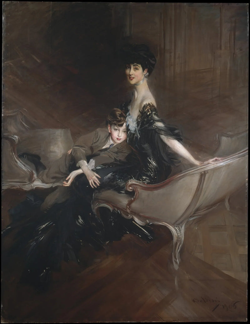 Consuelo Vanderbilt (1876–1964), hertuginne av Marlborough, og hennes sønn, Lord Ivor Spencer-Churchill (1898–1956) - Giovanni Boldini
