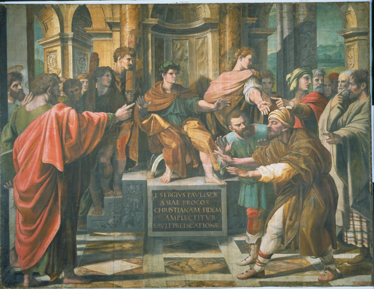 Omvendelsen av prokonsulen eller Elymas blindhet, ca 1515-1516 - Raphaël