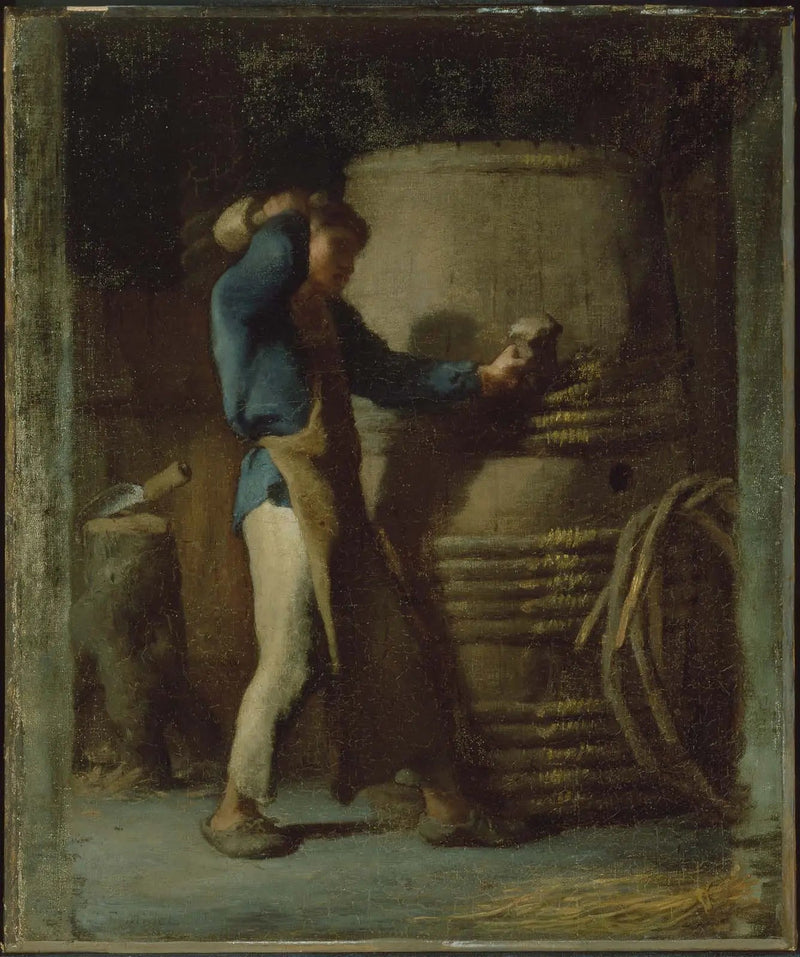 Cooper som strammer staver på en tønne - Jean-François Millet