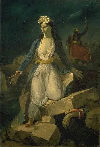 Kopi etter 'Hellas på ruinene av Missolonghi' av Delacroix - Odilon Redon