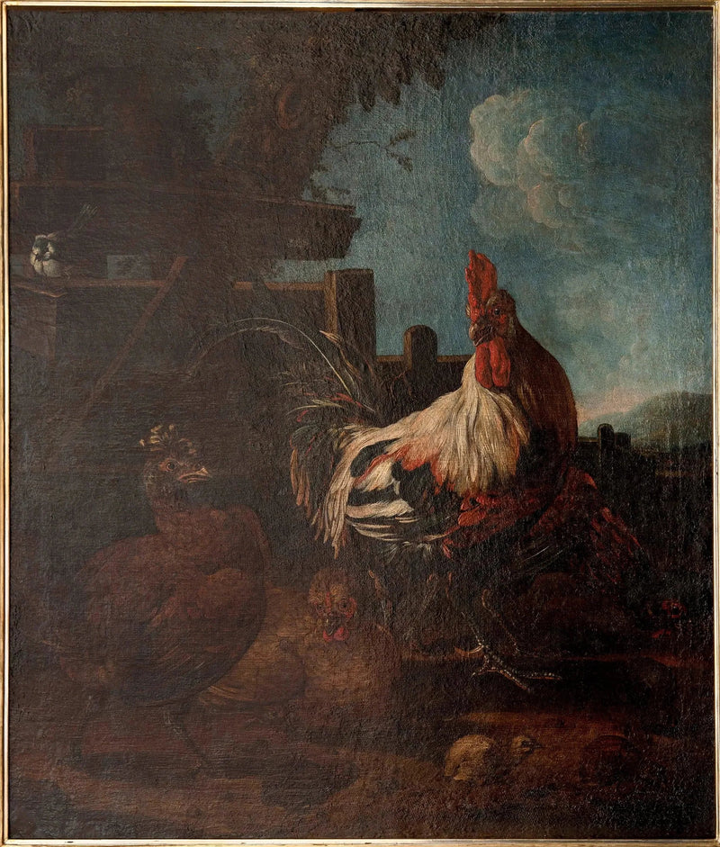 Hane med høner og kyllinger - Melchior de Hondecoeter