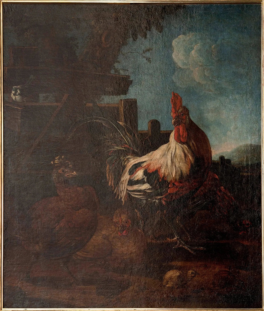 Hane med høner og kyllinger - Melchior de Hondecoeter