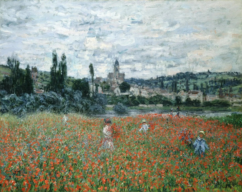 Valmuefelt nær Vétheuil W536 - Claude Monet