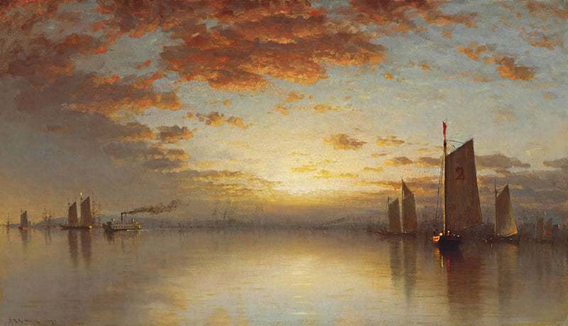 Solnedgang over New York-bukten - Sanford Robinson Gifford
