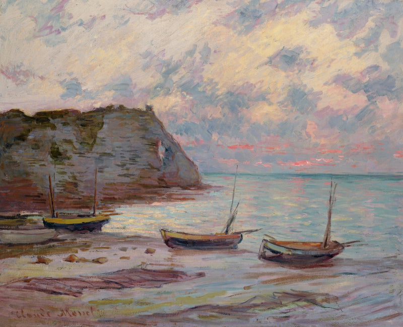 Solnedgang i Étretat W1016 - Claude Monet
