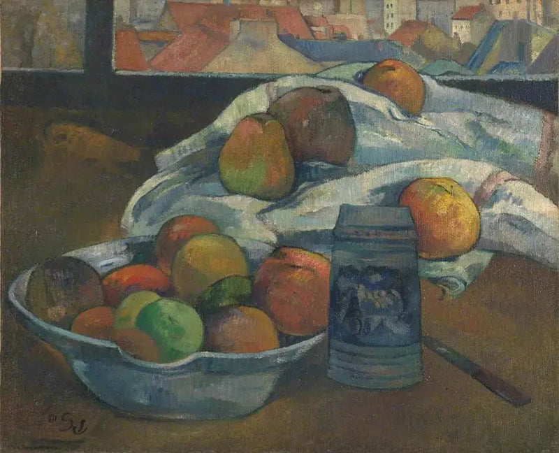Fruktskål og kanne foran vinduet - Paul Gauguin