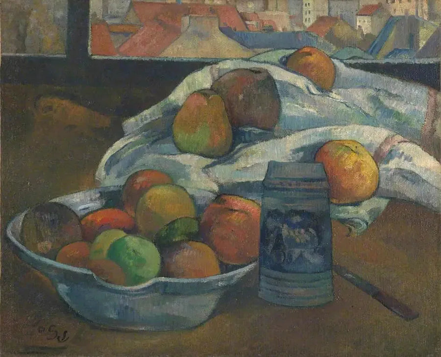 Fruktskål og kanne foran vinduet - Paul Gauguin