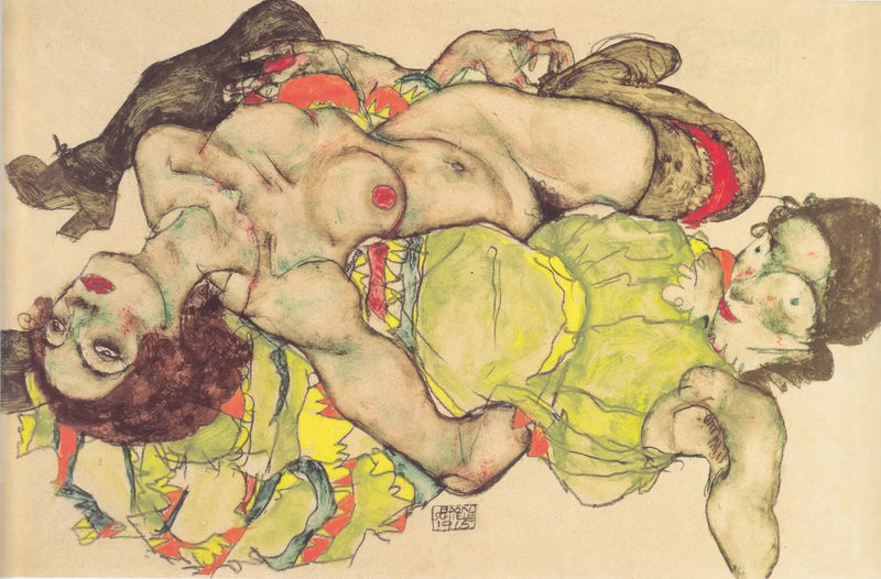 Kjærlighetspar av kvinner - Egon Schiele