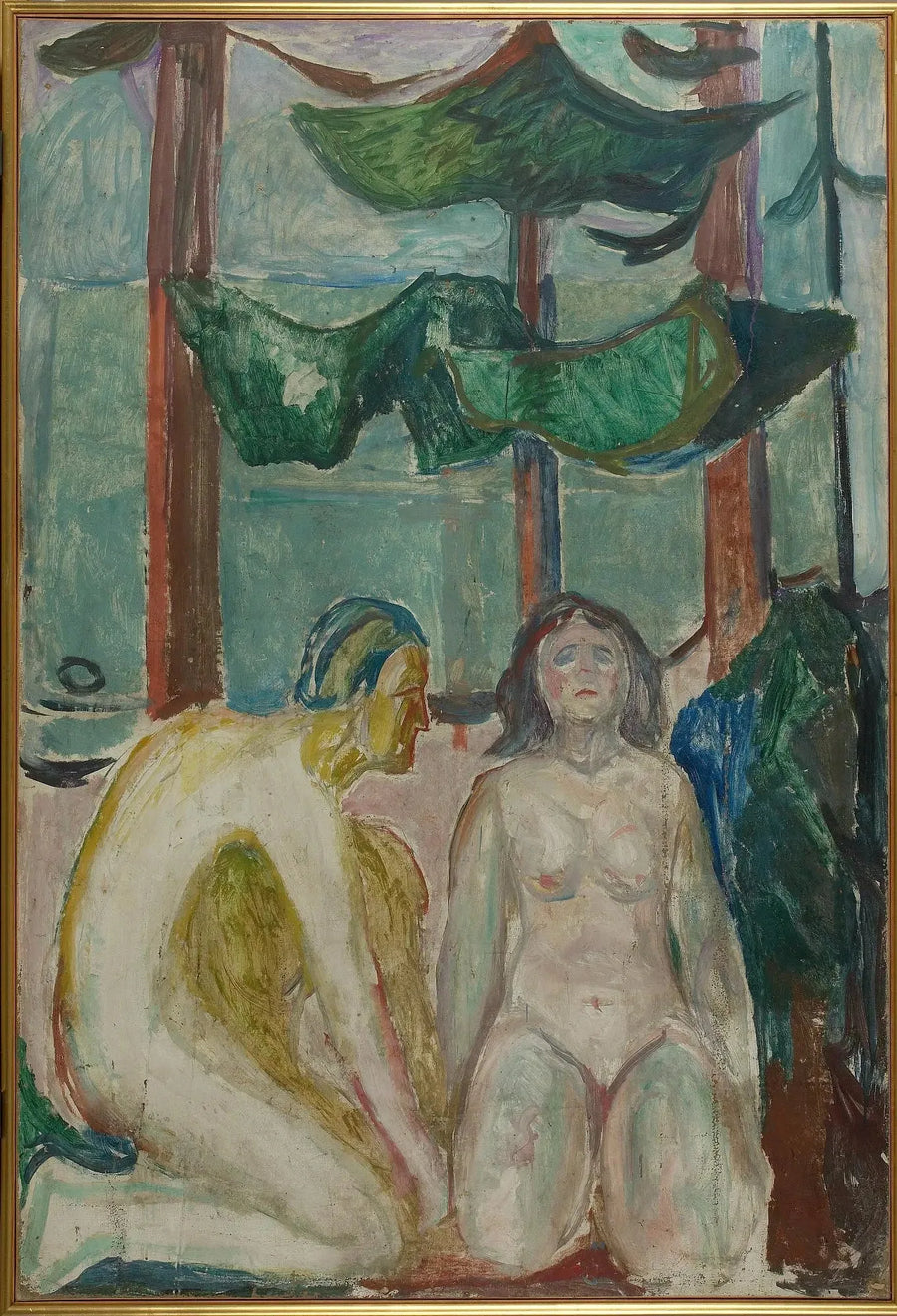 Nøgen par under trærne - Edvard Munch