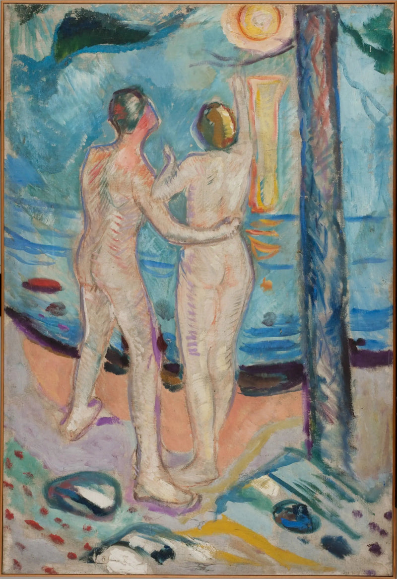Nøgen par på stranden - Edvard Munch