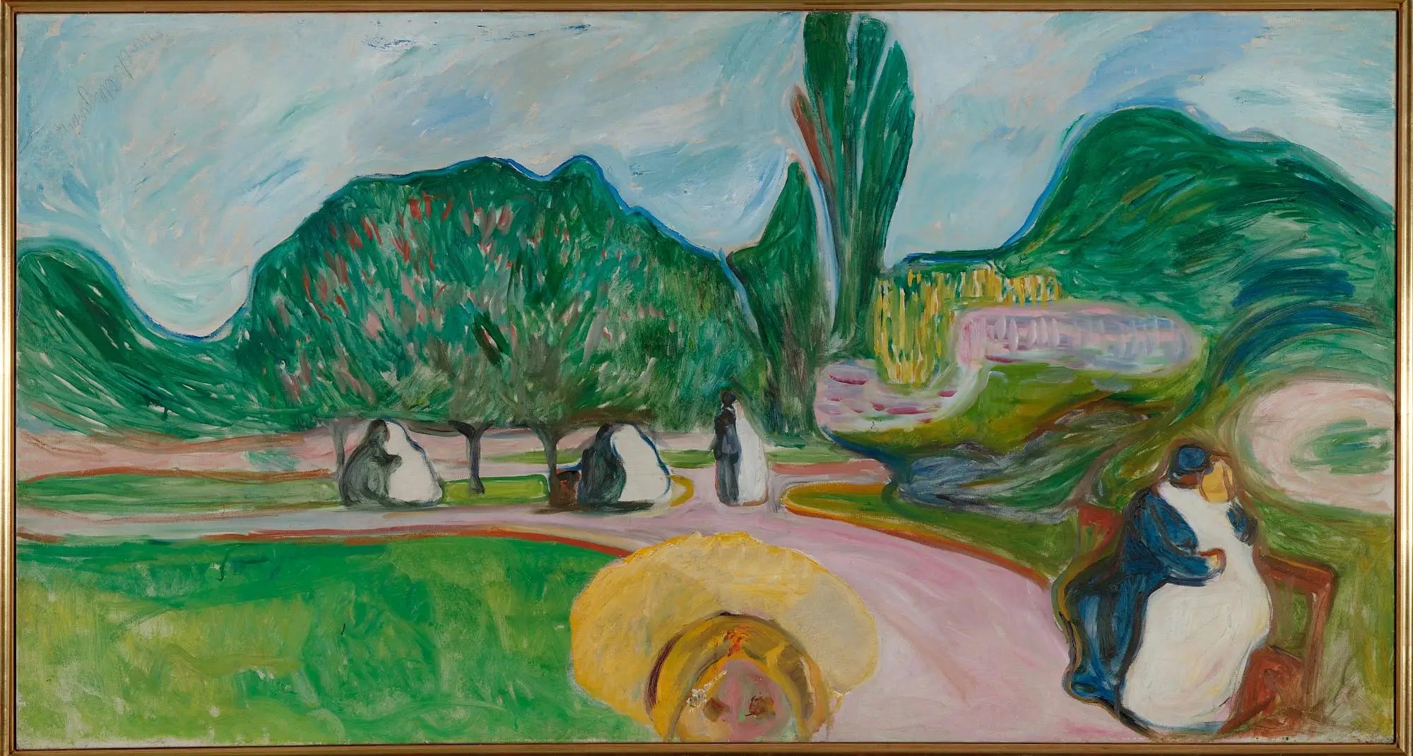 Reproduction du tableau « Couples s'embrassant dans le parc (Frise Linde) - Edvard Munch » par Alpha Reproduction en peinture à l’huile