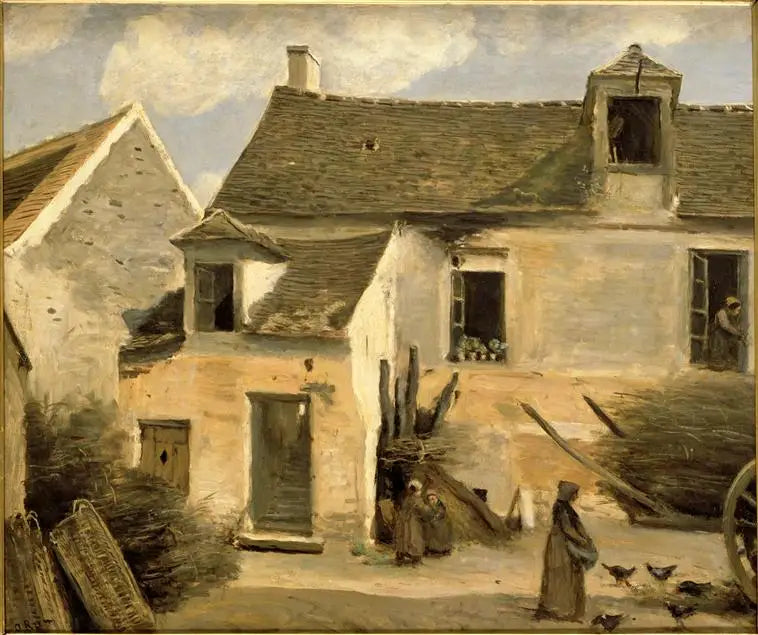 Gårdsplassen til et bondegårdhus i nærheten av Paris - Jean-Baptiste Camille Corot
