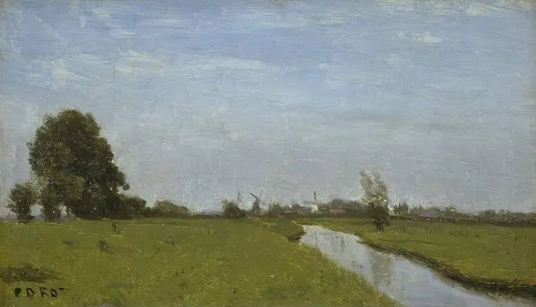 Vannløp i Nederland. Slette - Jean-Baptiste Camille Corot