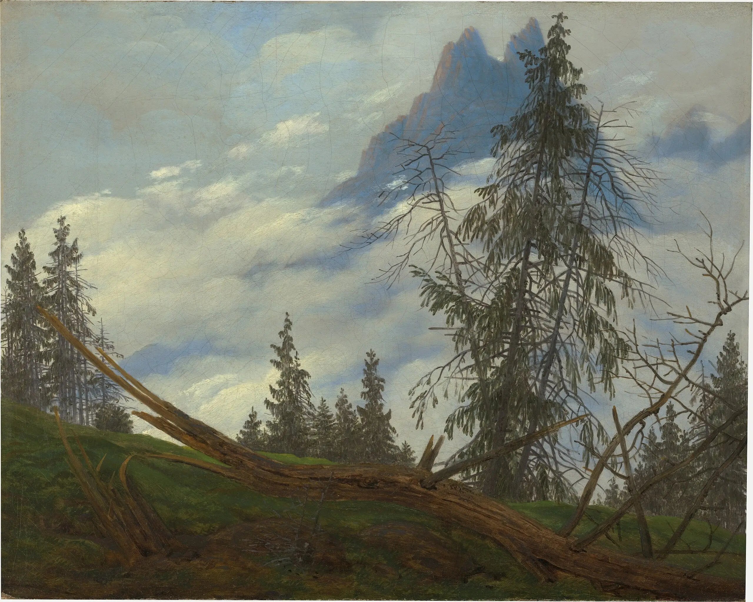 Crête de haute montagne avec les nuages de conduite - Caspar David Friedrich image 1 reproduction artisanale de tableau