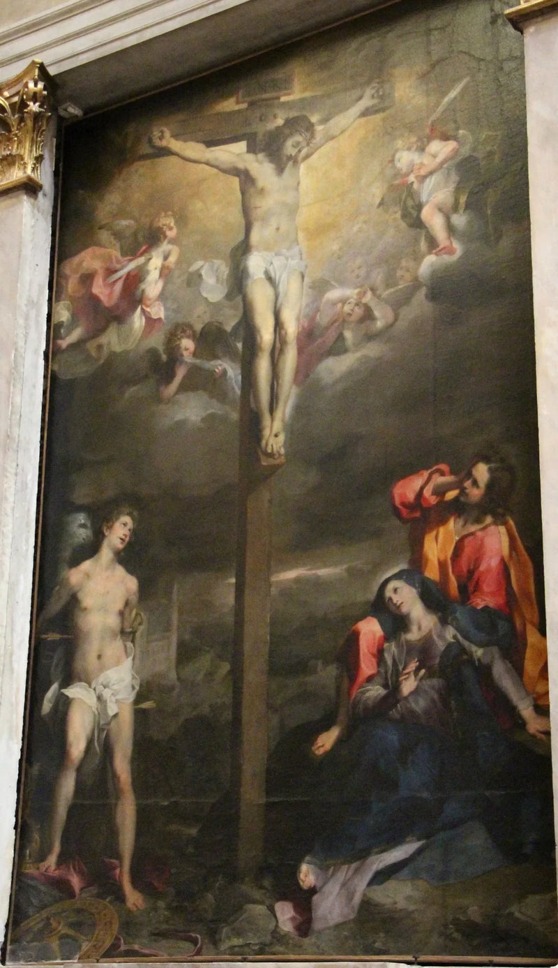 Korsfestelse med Jomfruen, San Giovanni og San Sebastiano - Federico Barroci