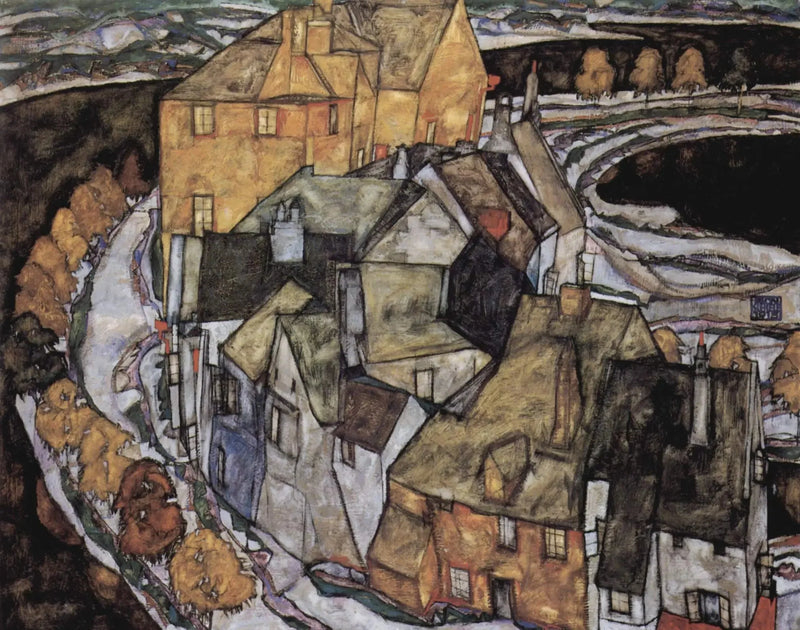 Croissant av Hus II (Øyby) - Egon Schiele