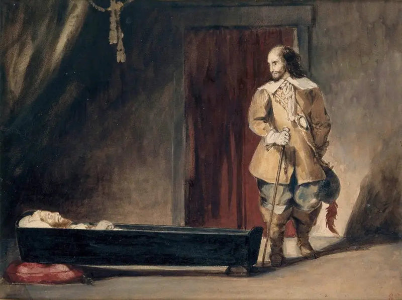 Cromwell foran kisten til Charles I - Eugène Delacroix